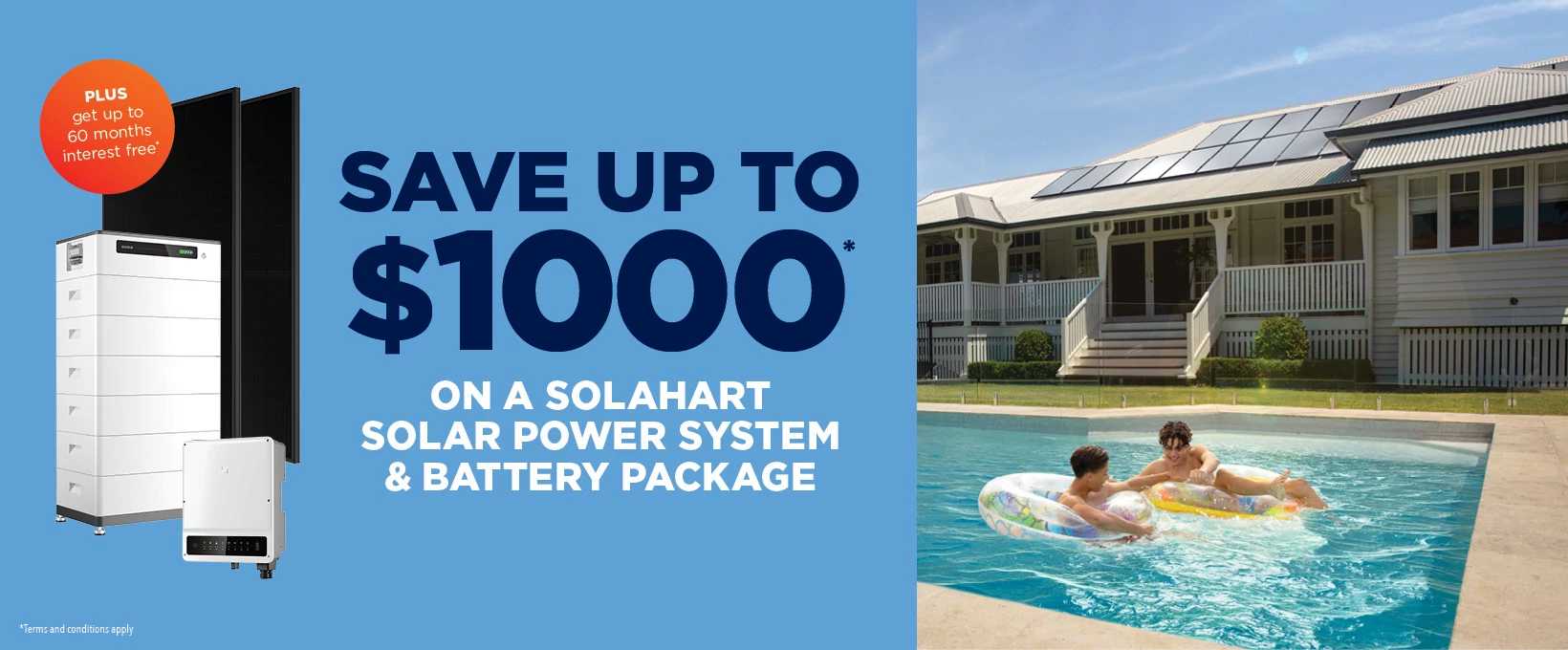 Save up to $1,000 off a Solar Power System and Battery Package